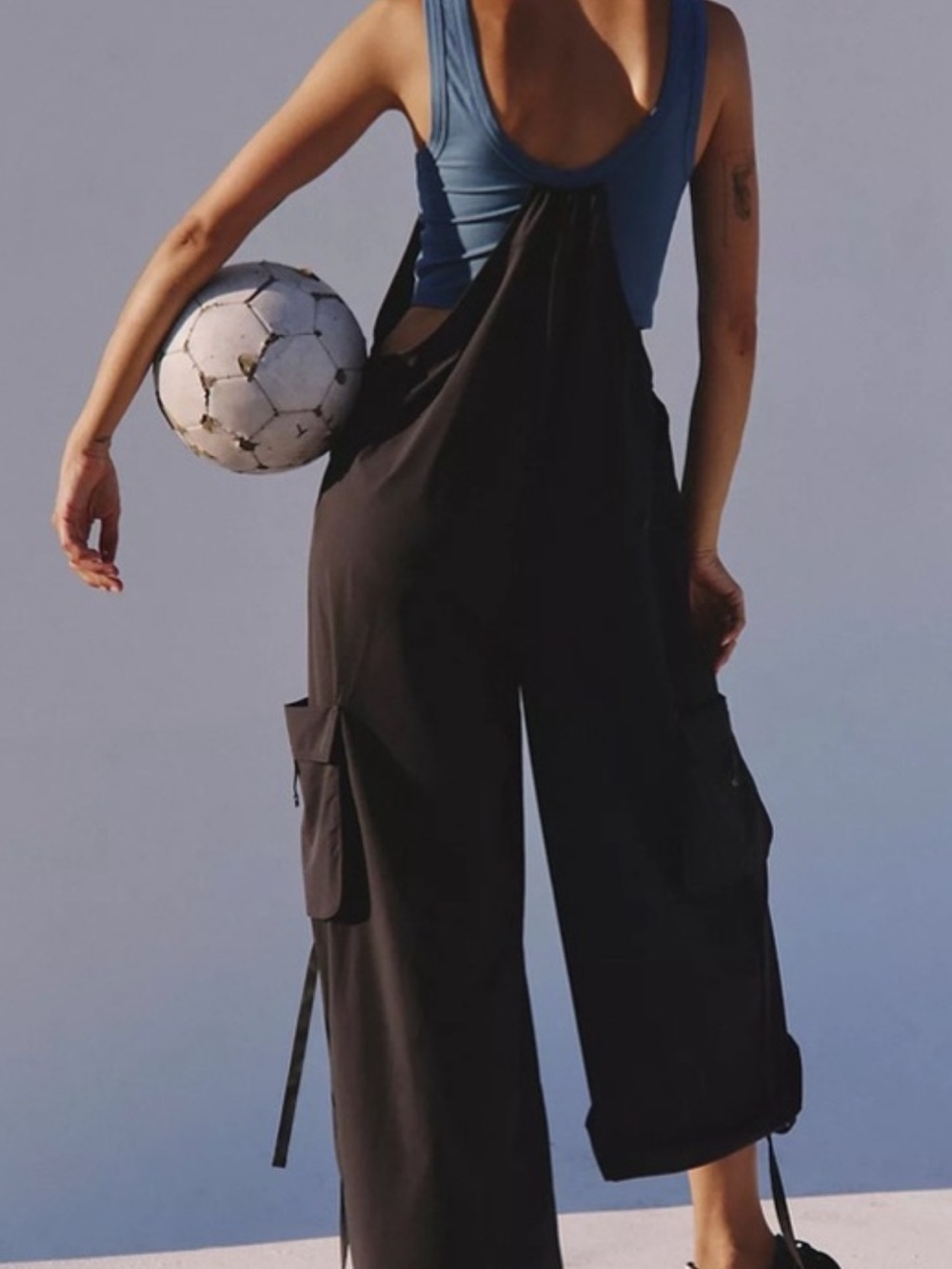 NWT Free people movement black jumpsuit with attached blue crop tank NWT - Picture 6 of 6